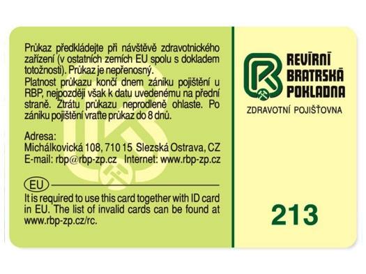 EHIC - Czech Republic (RBP) - back