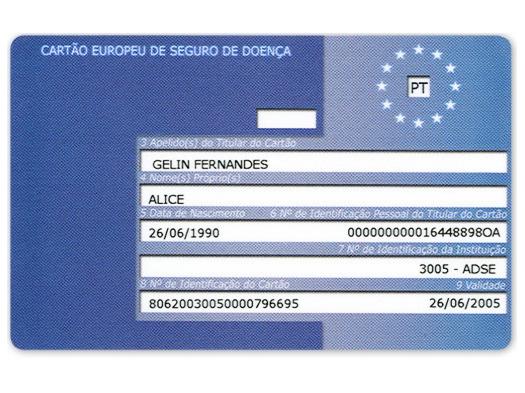 EHIC card Portugal- front