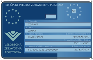 EHIC Slovakia - Chip ID card - front 1