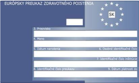 EHIC - Slovakia - DOVERA adults and children - front