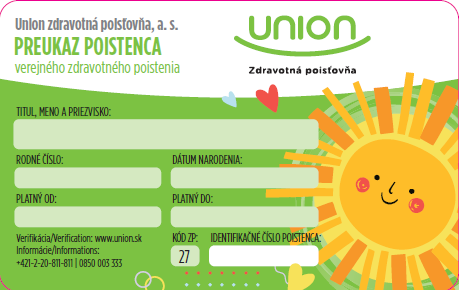 EHIC - Slovakia - UNION ZP children - back