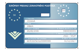 EHIC card Slovakia VSZP - front 2