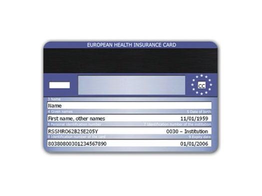 EHIC card Fance - basic model back