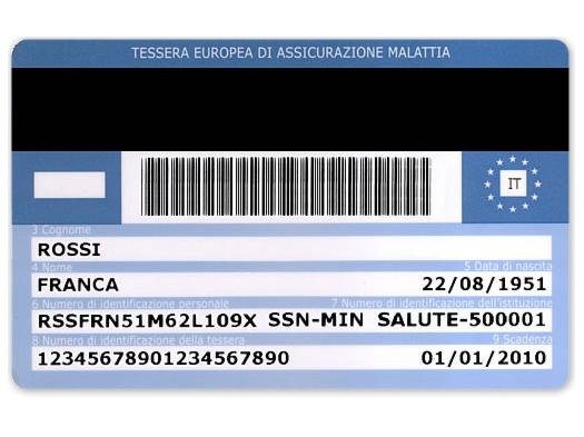 Italy EHIC card - front