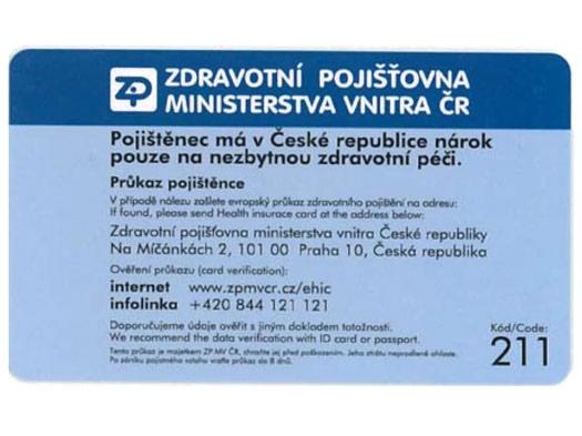 EHIC - Czech Republic  (ZPMVCR 2) - back