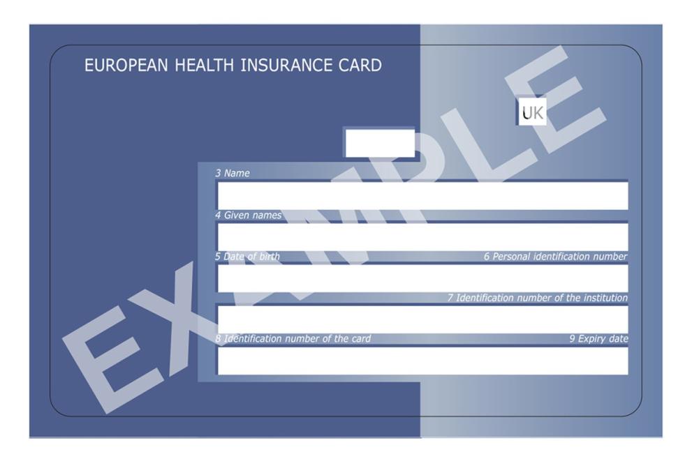 EHIC - United Kingdom - issued as of February 2020 - front