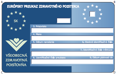 EHIC Slovakia - Chip ID card - front 2