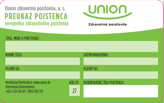 EHIC - Slovakia - UNION ZP - back