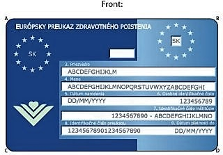 EHIC card Slovakia VSZP - front