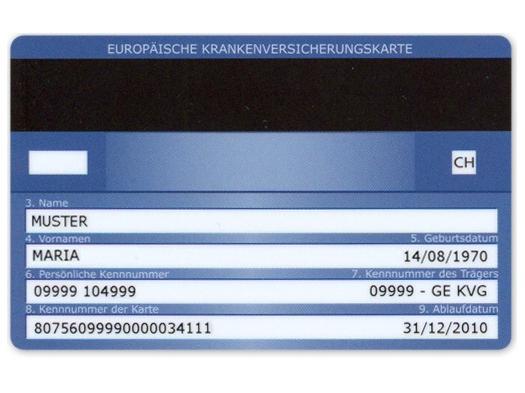 EHIC - Switzerland - DE- back