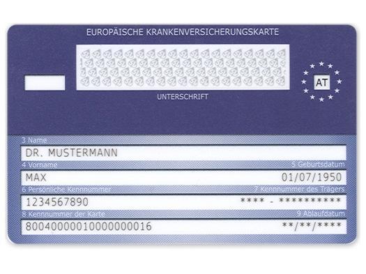 EHIC card Austria - front