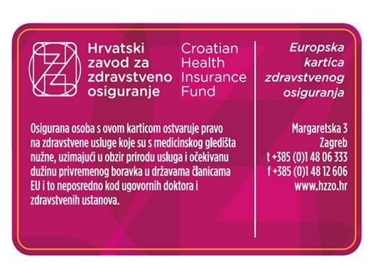 EHIC card Croatia - back