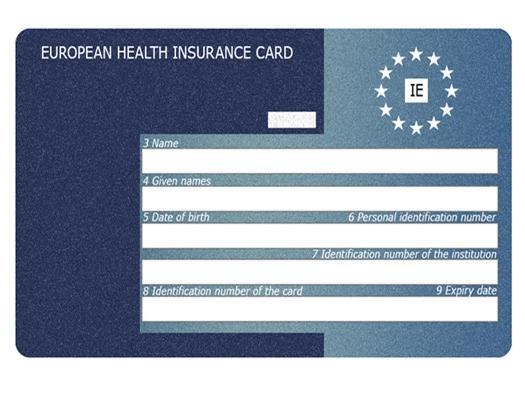 EHIC card Ireland - front