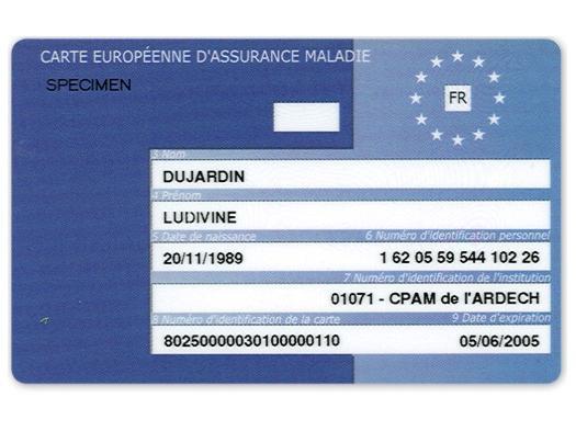 EHIC card Fance - front