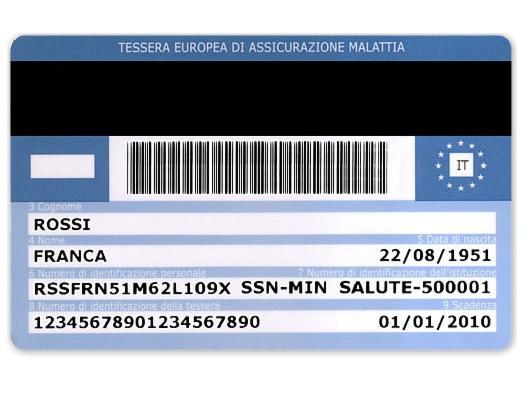 Italy EHIC card - front