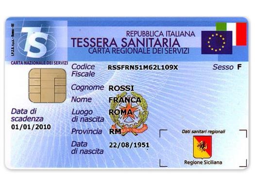 Italy EHIC card - Sicilia back