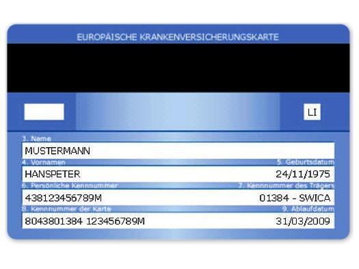 EHIC card Liechtenstein - front