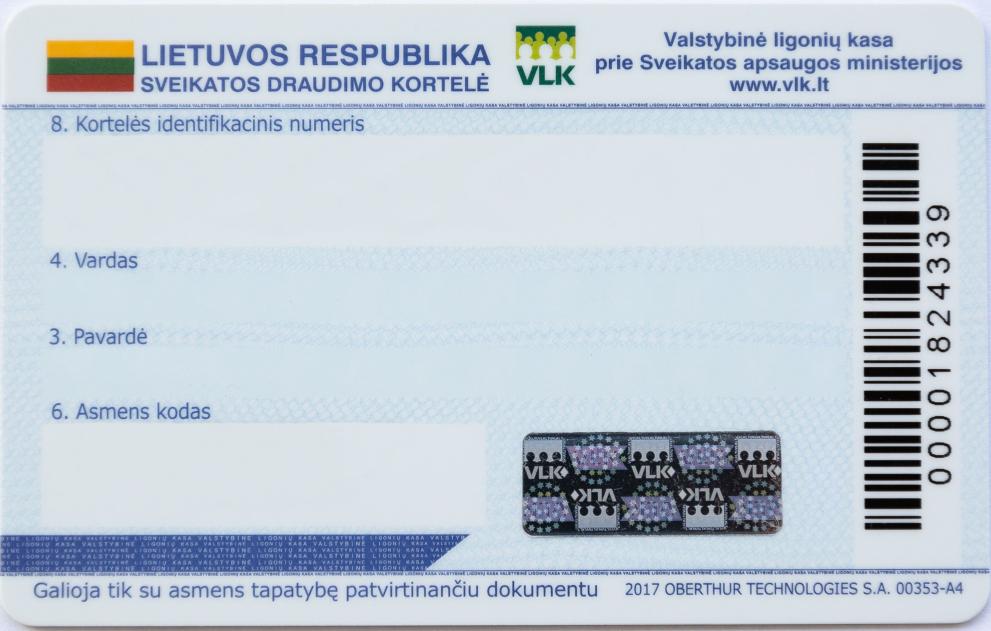 EHIC - Lithuania - back - old card