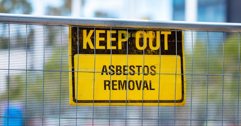 Warning sign for asbestos removal